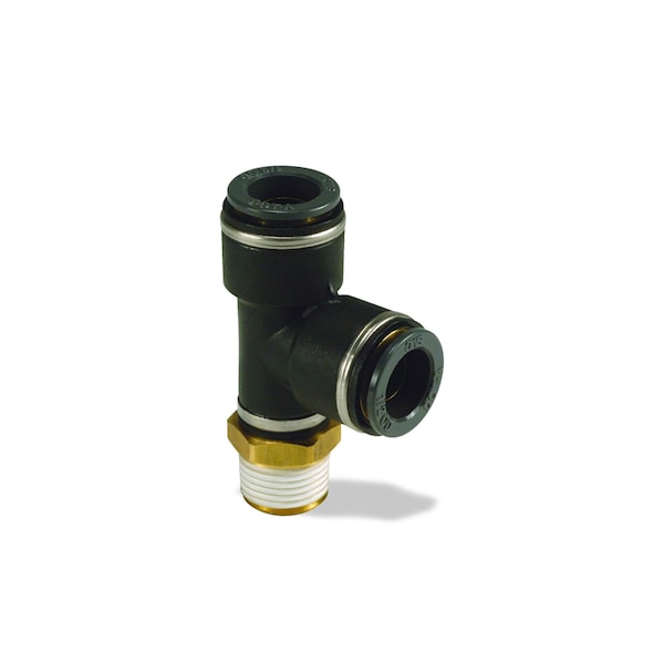 Pushlk M/R Tee 1/4&1/2"Tube, 1/2 Thd